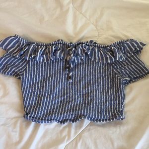 Cropped off the shoulder shirt.